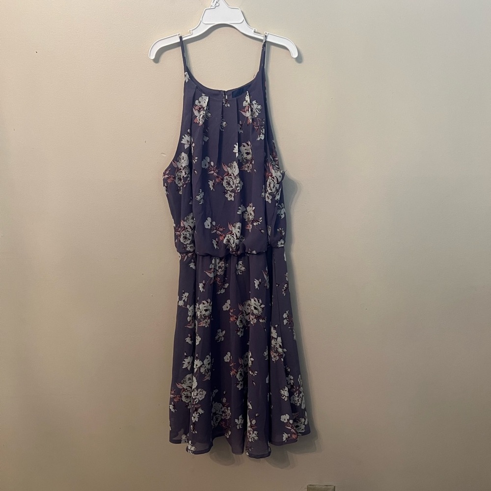 Blue Rain Floral Sleeveless Dress - Purple